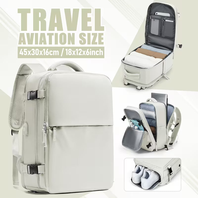 Women's Backpack 45x36x20cm, Cabin Bag, Travel Backpack, Airplane Backpack for Under-Seat Use, Ryanair/EasyJet Approved, Budget Airline-Friendly, Complies with Cabin Size, Suitable for Boarding, Fits Easily Under Seat, Zipper Closure
