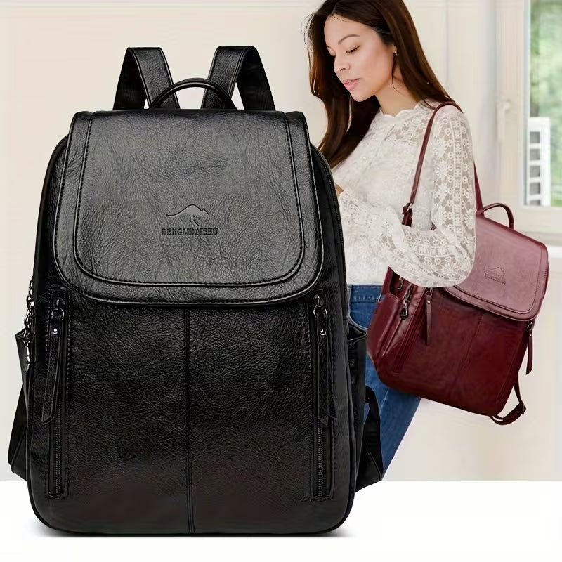 Summer Casual Backpack Women 2026 New Versatile Large Capacity PU Soft Bag Outdoor Travel Rucksack Women'S Bag