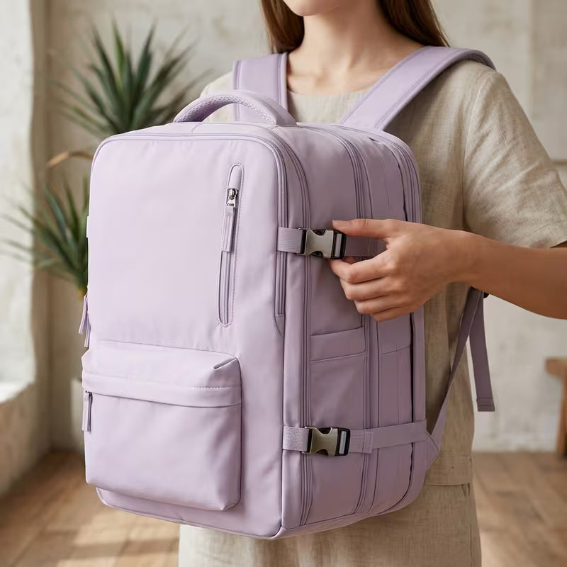Women's Backpacks 1pc Women's Anti-Theft Expandable Carry-On Laptop Backpack Suitable for Ryanair & EU Airplane Travel - Tube Gateable Cabin with Adjustable Straps, EU Size 15.75x11.81x7.87inch, Laptop Compartment for Airplane, Business & College