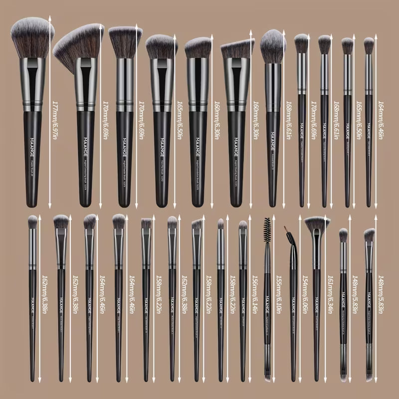 MAANGE 37pcs Professional Makeup Kit Include 25pcs Makeup Brushes And 12pcs Makeup Sponge Puff Set, Foundation Brush, Eye Shadow Brush, Powder Brush, Tools Soft to Face, Travel Easy Carrying Set, Mother'S Day Valentine'S Day Gift Set