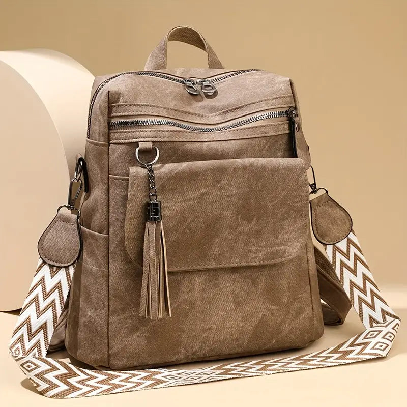 Vintage Large Capacity Women'S Fashion Backpack, Versatile Multi-Zipper Women'S Backpack, Single-Shoulder Multifunctional Backpack