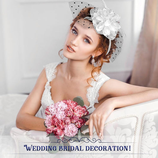 15pcs Tea Party Hats For Women 20s Fascinators Pillbox Hats Headwear With Veil Flower Feathers For Wedding Church Tea Party