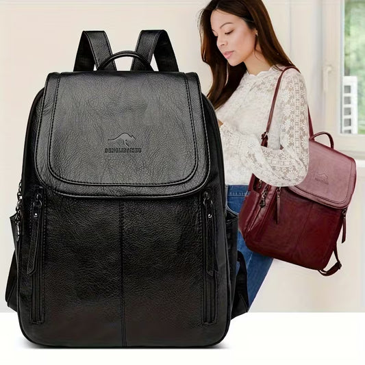 Summer Casual Backpack Women 2026 New Versatile Large Capacity PU Soft Bag Outdoor Travel Rucksack Women'S Bag