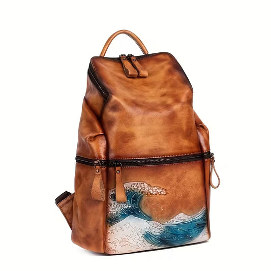 Retro Backpack, Fashionable Printed Women'S Travel Backpack, Large Capacity, Versatile, Multi-functional Handheld Backpack