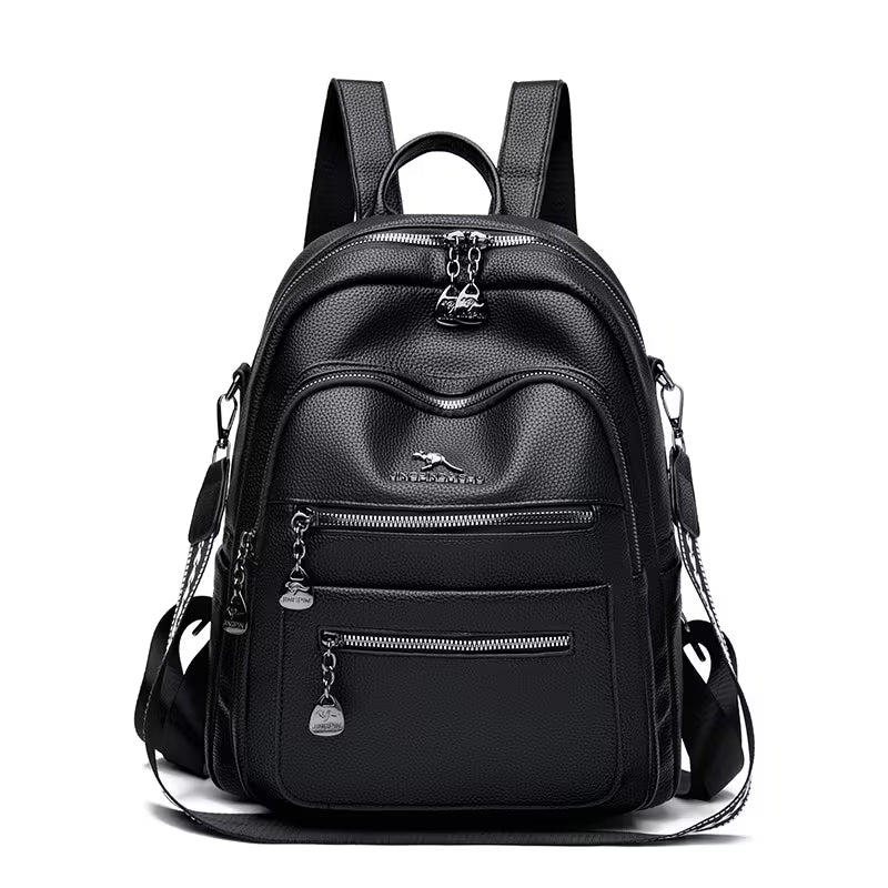 Women's Backpacks Women's Large-Capacity PU Backpack - Lightweight and Stylish School Bag with Adjustable Shoulder Straps and Multi-Compartment Design, Fashionable Travel Bag Suitable for College, Commuting, and Daily Outings