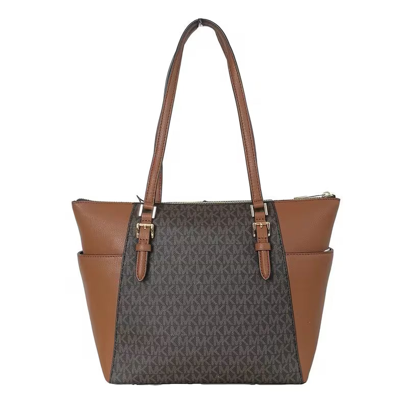Michael Kors Charlotte Signature Large Top Zip Tote - Brown
