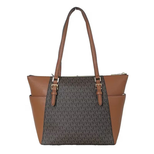 Michael Kors Charlotte Signature Large Top Zip Tote - Brown