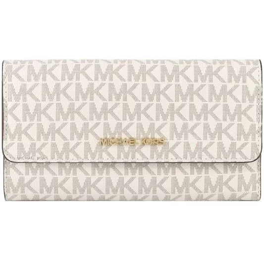 Michael Kors Jet Set Travel Large Trifold Leather Wallet (Vanilla)