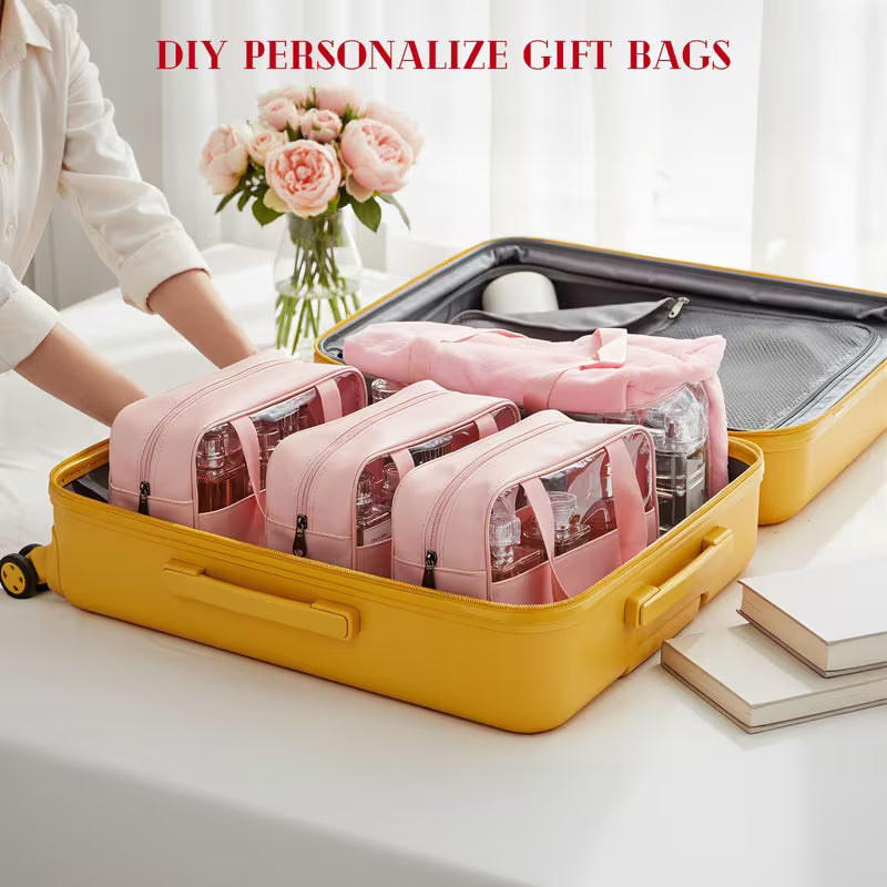 Set of 12 Makeup Bags for Toiletries, Suitable for Both Men And Women, And Portable Cosmetic Travel Pouch with Hanging Handles, Dimensions: 10.2 X 6.3 X 2.8 Inches (Pink)